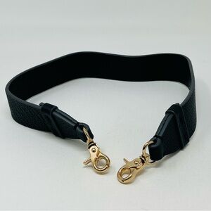 Black Leather Look Purse Strap Gold Clips Replacement Shoulder Strap